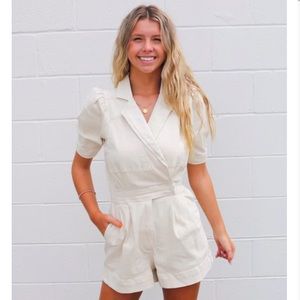 Day+Moon Denim Romper - Cream